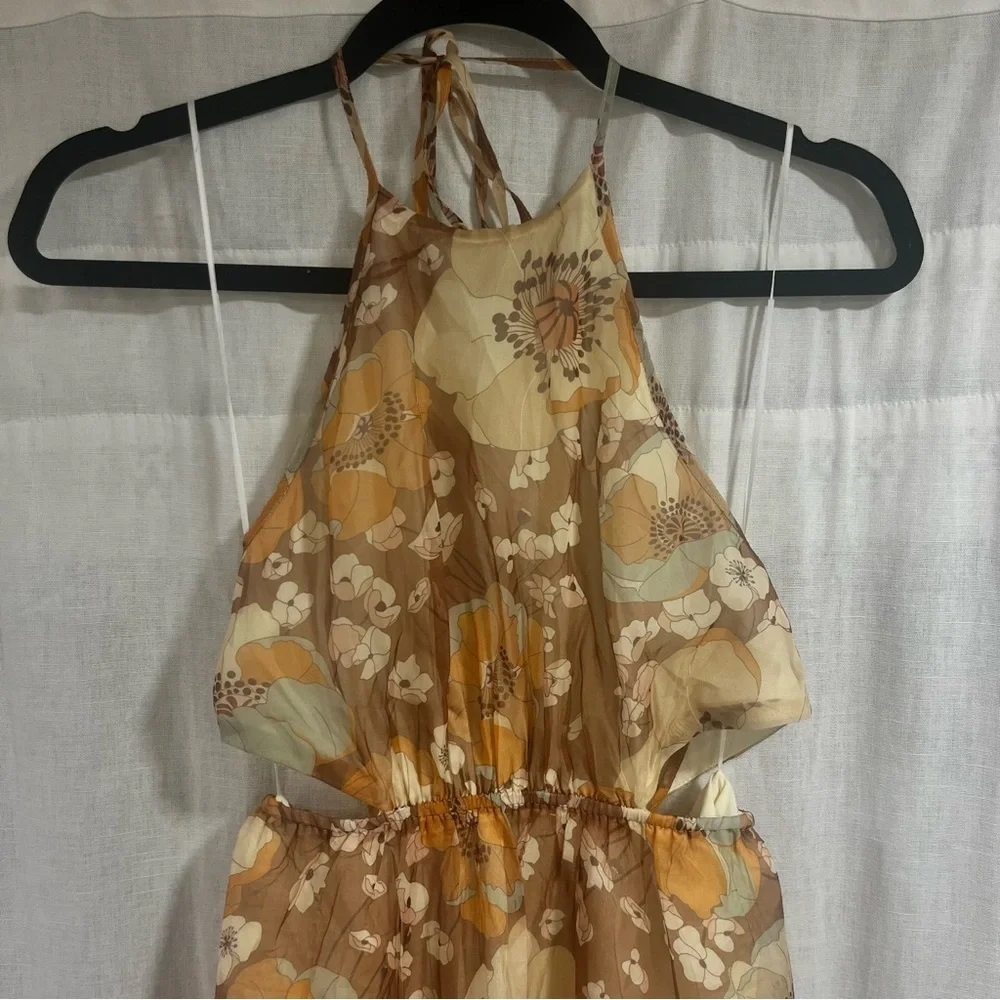Who I Am Arisaema Brown Yellow Floral Maxi Dress